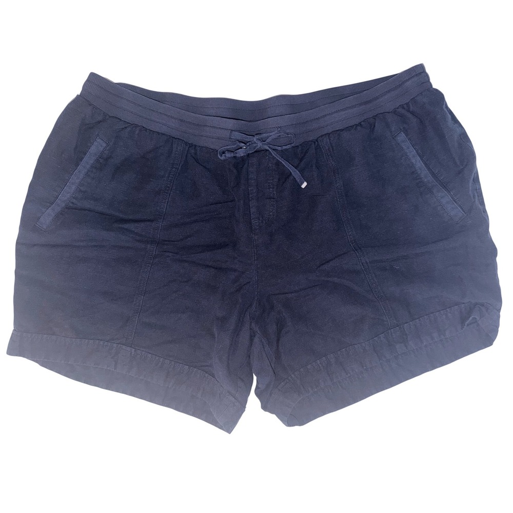 Lane Bryant Shorts Womens 22/24 Navy Blue Linen Drawstring Waist Fisherman